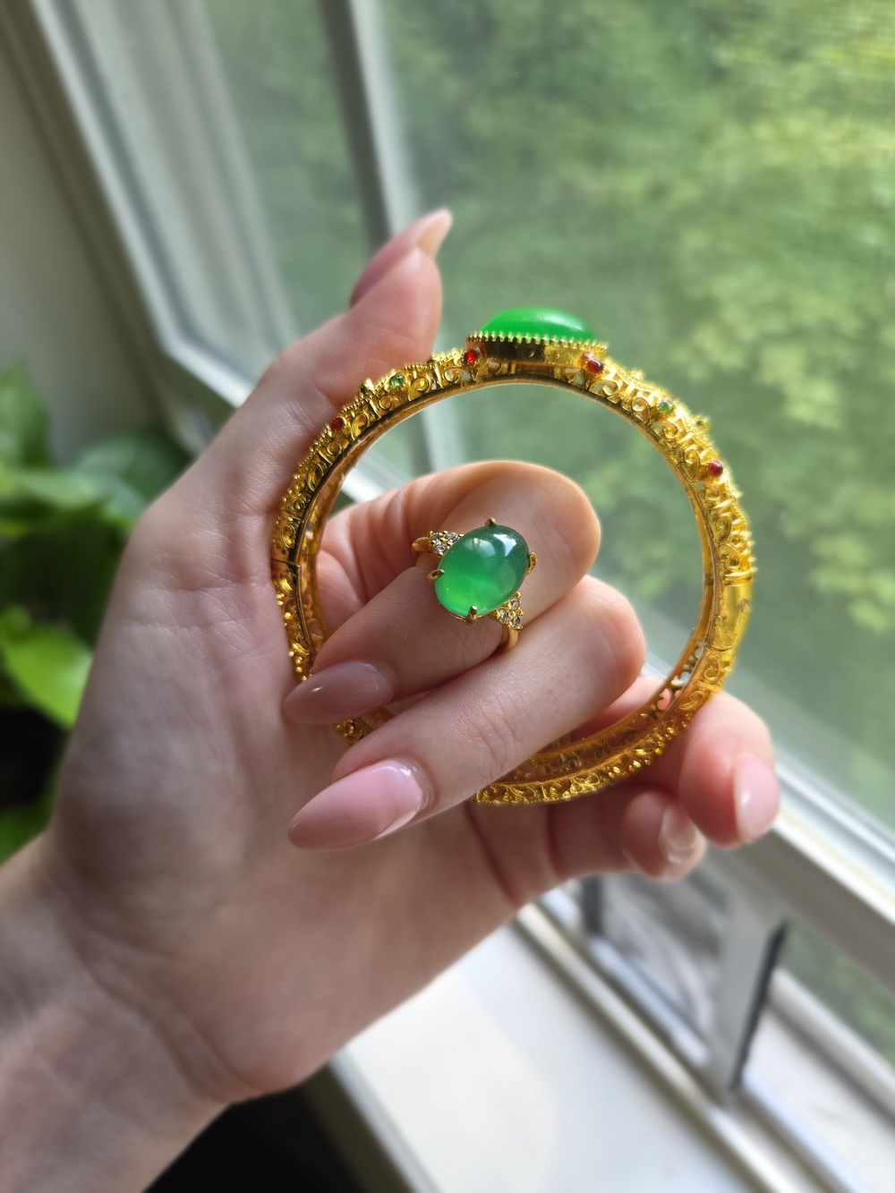 Jade Inspired Costume Jewelry Set